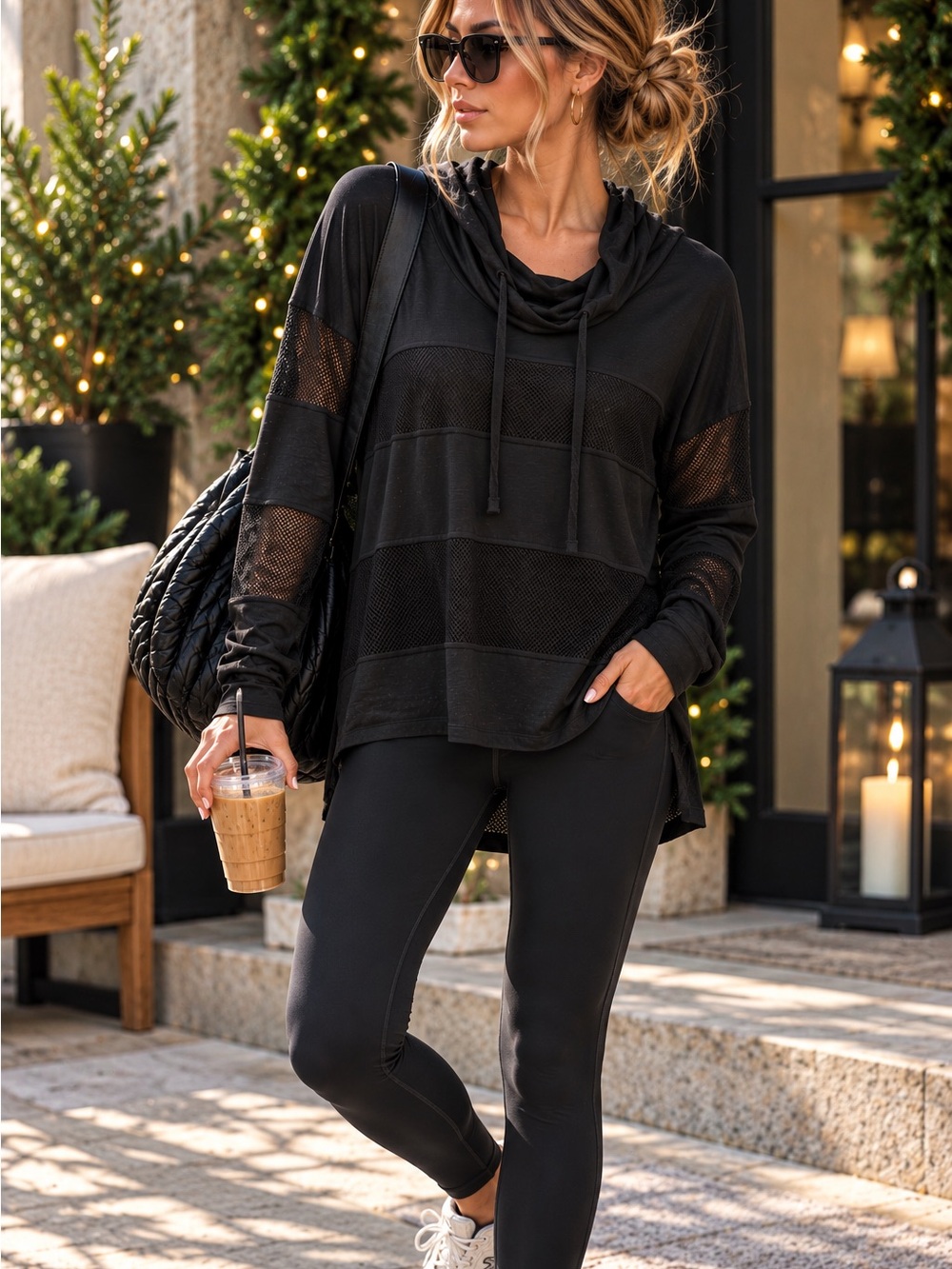 Cable & Gauge Black Mesh-Panel Cowl Top